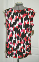 Nipon Boutique Printed Silky Knit Sleeveless Blouse,Side GATHERED-NEWw/TAG-Sz:1X - £11.73 GBP