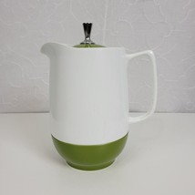 Thermos Insulated Ware Pitcher 7.5&quot; White Green Retro Lidded Thermoware - $14.00