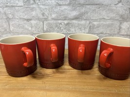 Le Creuset SET OF 4 New Stoneware Coffee Mug 12 oz, 350 ml Cerise Red Second Cho - £46.74 GBP