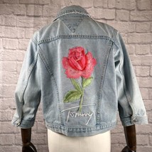 Vtg 80s Tommy Hilfiger Upcycled Jeansjacke Damen Klein 3/4 Ärmel Gekürzt - $36.36
