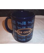 AMISH COUNTRY Mug Horse Drawn Buggy Blue Metallic Gold Unique Design Cof... - $422.81 MXN