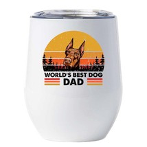 World&#39;s Best Red Dobermann Dog Dad Wine Tumbler 12oz Cup Gift For Dog Pet Lover - £18.27 GBP