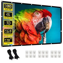 Projector Screen, 120 Inch Portable Foldable Projection Screen 16:9 Hd 4... - £29.71 GBP