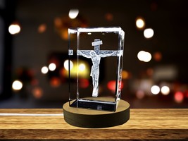 LED Base included | INRI Christ Cross 3D Engraved Crystal Keepsake - £31.26 GBP - £312.72 GBP