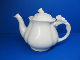 Godinger And Company White Porcelain 6&quot; Rose Embossed Tea Pot   - £25.17 GBP