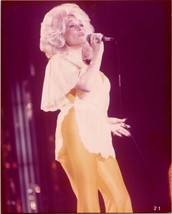 Dolly Parton 1970&#39;s on stage singning holding mike vintage 8x10 inch photo - $14.99