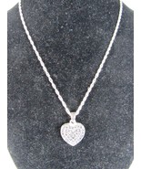 Silvetone Heart Shaped Pendant Necklace Marcasite - $110.60 MXN
