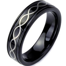 coi Jewelry Black Tungsten Carbide Infinity Wedding Band Ring-15 - £56.25 GBP