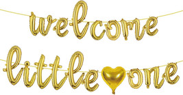 Stcomart Gold Welcome Little One Balloons Banner, Baby Show Gender Reveal Decora - £7.50 GBP