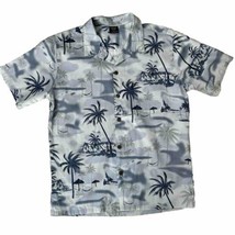 Palmwave Mens Short Sleeve Gray Hawaiian Short Sleeve Button Up Shirt Size Lrg - £9.49 GBP