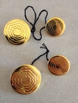 Lot of 4 Vintage Mid Century Solid Bright Brass Engraved Shank Buttons 2... - $24.99