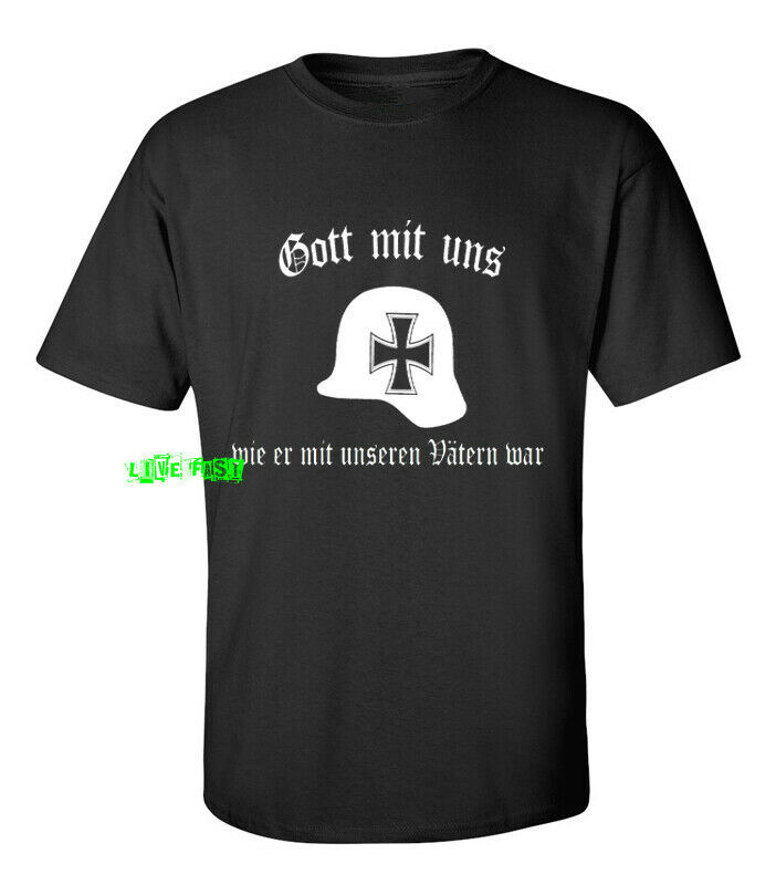 GOTT MIT UNS T SHIRT Der Stahlhelm iron cross imperial germany ww1 ww2 kaiser