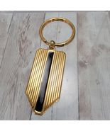 Vintage Gold Pentagon Ribbed Black Stripe Pendant Keychain - $11.89 CAD