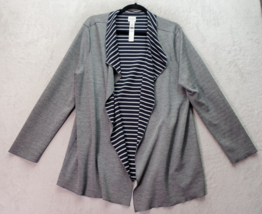 Weekend by Chico&#39;s Cardigan Womens Size 3 Gray Knit Rayon Long Sleeve Open Front - £21.16 GBP