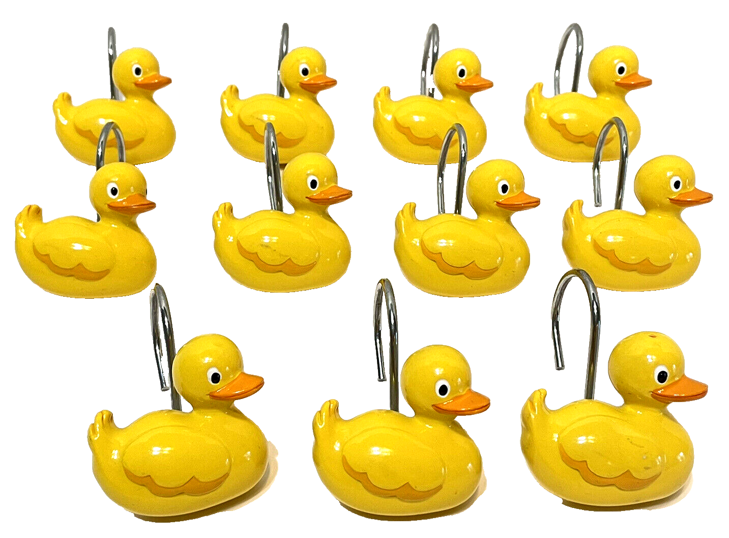 Primary image for Vintage Lot of 11 Yellow Duck Shower Curtain Hooks Hard Resin 2 inches