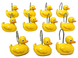 Vintage Lot of 11 Yellow Duck Shower Curtain Hooks Hard Resin 2 inches - £12.99 GBP