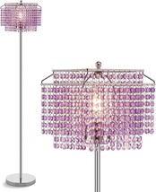 Modern Floor Lamps Living Room Lighting Standing Crystal Chrome Tall Purple New - £73.94 GBP