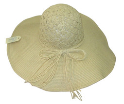 Floppy Straw Sun Hat Natural Woven Packable Womens Wide Brim Beach Summe... - £10.87 GBP
