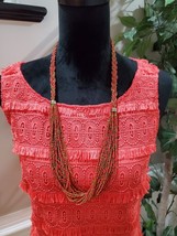 Talbots Women&#39;s Coral Fringe Round Neck Sleeveless Casual Top Blouse Size 12P - £19.81 GBP
