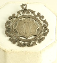 Antique  Sterling Signed 900 Argentina Cartouche Initials MY Fob Charm Pendant - £51.43 GBP