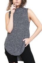 Minkpink bittersweet wool tweed mock neck tunic sweater top in BLACK/WHITE - - £22.93 GBP