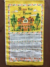 Vintage Retro 1977 Calendar Linen Tea Towel Tapestry Wall Hanging Kitchen Decor - £6.85 GBP