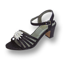  FLORAL Melina Women Wide Width Ankle Strap Buckle Rhinestone Flower Sandal  - £47.41 GBP