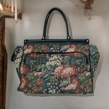 Atlantic Floral Tapestry Carry On Carpet Weekend Bag Mary Poppins Vtg Br... - $74.24