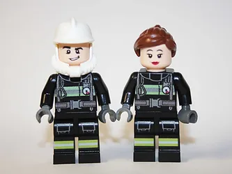 Minifigure Custom Figures For Sale Fire Fighter Black and White Fireman ... - £10.05 GBP