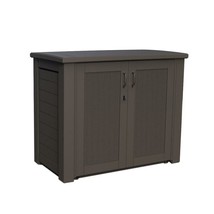 Outdoor Storage Cabinet 123 Gal. Brown Plastic Resin Lockable Weather Resistant - £493.19 GBP