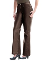 Leather Pants Leggings Size Waist High Brown Women Wet S L Womens 14 6 L... - $92.51