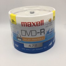 Maxell DVD-R Blank Recordable Discs Inkjet Printable 4.7GB 16x White 50 Pack New - $28.71