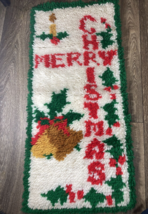 Latch Hook Wall Hanging Rug Completed Merry Christmas Holiday - £15.72 GBP