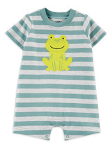 Child of Mine Baby Boys Striped Frog One Piece Romper Size 0-3 Months - £15.68 GBP