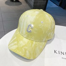 Diamond-Encrusted Letter C Shade Sun Hat Cotton Tie Dye Baseball Cap Street Cap - £10.96 GBP
