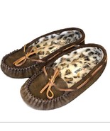 Minnetonka suede leather faux fur Lined Moccasin slippers Women’s Size 6 - $36.28 CAD