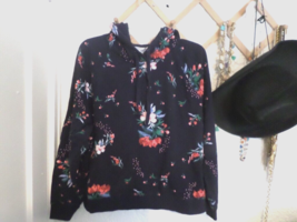 H&amp;M LOGG Label of Graded Goods Women&#39;s Floral Hoodie Sweatshirt Sz L - £11.65 GBP