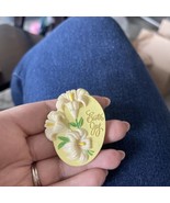 Easter JOY LILY Flower American Greetings PIN Vintage CAMEO Brooch Lapel... - $8.10