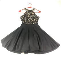 B. Darlin A-Line Dress Blue Size 1/2 Junior Strappy-Back Glitter-Lace $69 Retail - £39.51 GBP