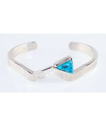 D.J. Navajo Triangle Turquoise Sterling Silver Cuff Bracelet Gorgeous - €375,55 EUR