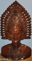 Vtg Goddess Bali Woman Wood Sculpture BUST Head Hand Carved Tribal Statue 12&quot; TL - £58.38 GBP