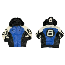Men&#39;s Fur Hooded 8 Ball Jacket in Blue - Stylish and Warm Outerwear - $129.99