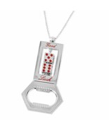 Silvertone GOOD LUCK Enameled Pendant With Stainless Steel Chain (24&quot;)  ... - £10.61 GBP