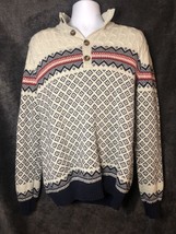 IZOD Men Thick sweater 1/4 button up multicolor casual size XL Ski Lodge - £19.75 GBP