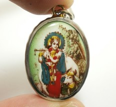 Krishna Supreme God Of Compassion Tenderness &amp; Love Bless Pendant Amulet Locket - £22.85 GBP