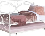 , Anslee Whimsical Scroll Metal Complete Twin Daybed With Trundle, White - £420.98 GBP