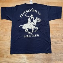 NWT Beverly Hills Polo Club Logo Blue t-shirt Size 2XL Vtg Y2K Horse Gra... - $13.50