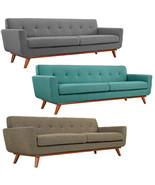 Mid Century Classic Fabric Sofa 90.5” Wide In Gray, Laguna Blue Tweed - $1,029.99
