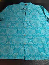 Junction West Hawaiian Shirt Aqua Floral Button Down Mens XXL 100% Rayon - £11.57 GBP