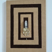 Geometric organic texture wall art on linen quartz point with gold drop ... - $1,353.17 MXN